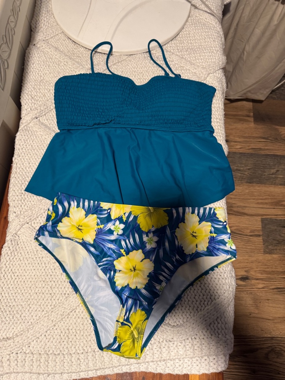 Blue floral women's tankini